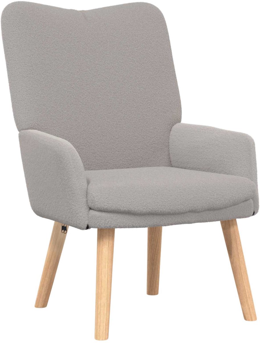 vidaXL Fauteuil - Lichtgrijs - 63 - x - 67 - x - 94 - cm - Schapenstof - en - Bijkap