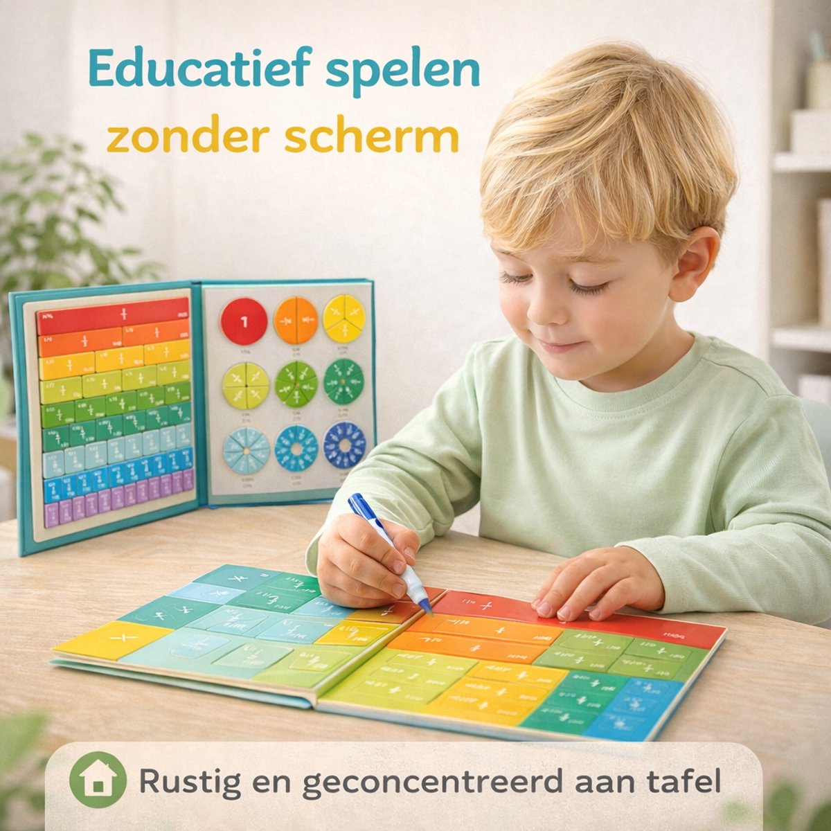 Montessori Breukenboek Magnetisch – Rekenen Oefenen met Breuken & Breukencirkels – Educatief Speelgoed 4-10 Jaar - Inclusief Stift — afbeelding 11