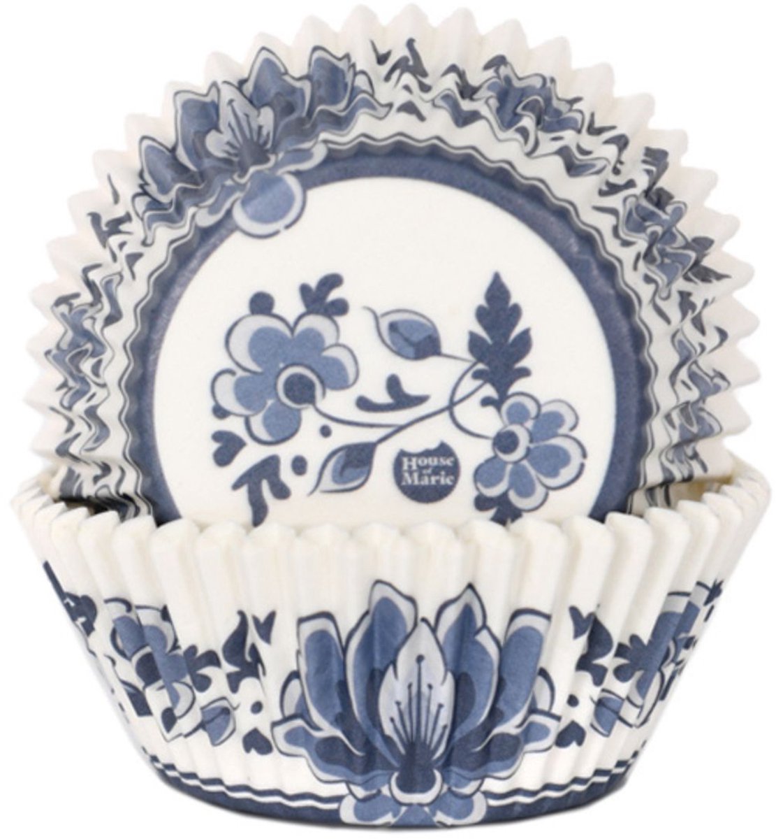 House of Marie Cupcake Vormpjes - Delfts Blauw - pk/48 - Baking Cups voor Muffins en Cupcakes