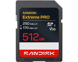 SanDisk SDXC Extreme PRO 512GB (UHS-I, V30, U3, R250 MB/s / W170MB/s, 4K UHD)