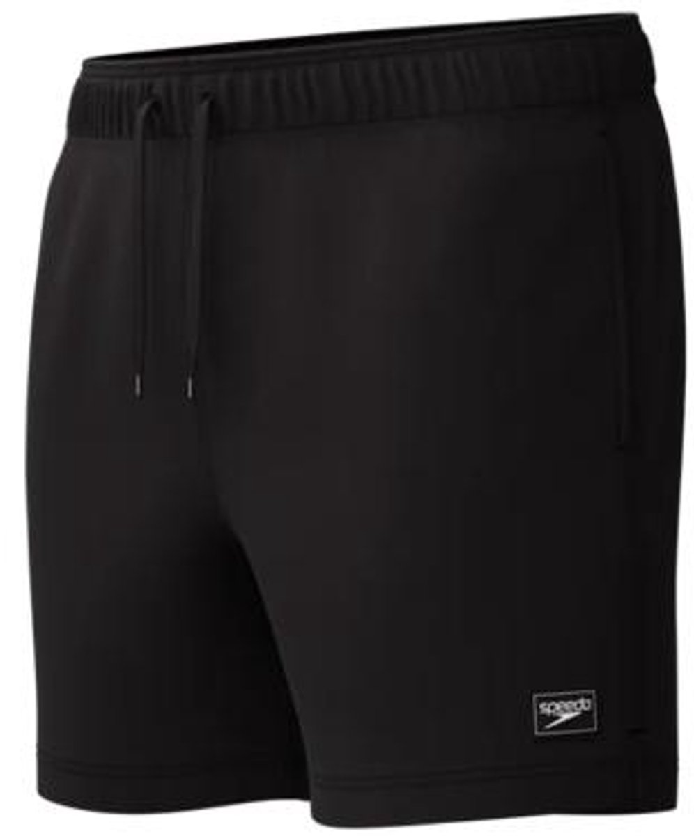 Speedo Classic Logo Volley 16" Watershort Zwembroek Heren - Zwemshort Mannen - Vierwegstretch - Duurzaam Waterafstotend - Met Binnenbroekje - Zijzakken met Afvoer - 100% Gerecycled Polyester - Zwart - Maat L