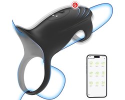 Ynkkvre - Dubbele Vertraging Penisring - Mannen - 9 Vibratiemodi - G-Punt Stimulator - APP-besturing - Voor koppels
