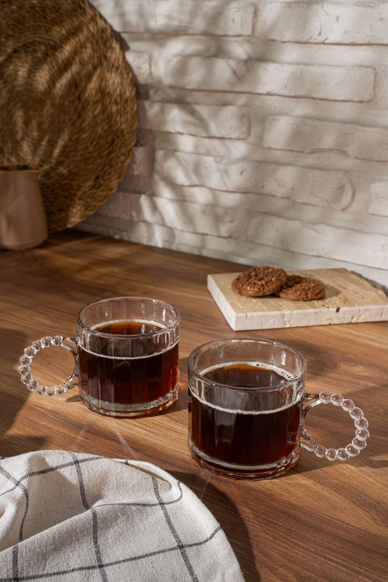 Asir - Koffiekopjesset (6 stuks) - Transparant - 100% GLAS - 9 x 7,5 cm