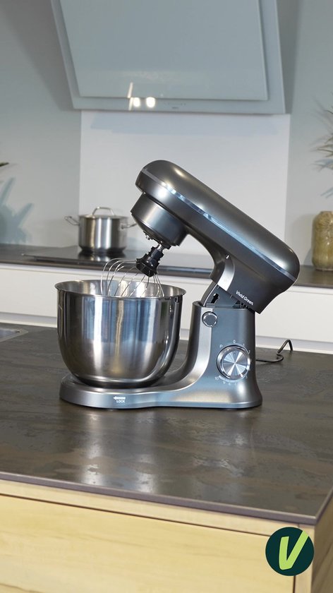 Vivid Green 1500W Keukenmixer - 5L Mengkom - 10 Snelheden - Keukenmachine - Keukenrobot - Grijs