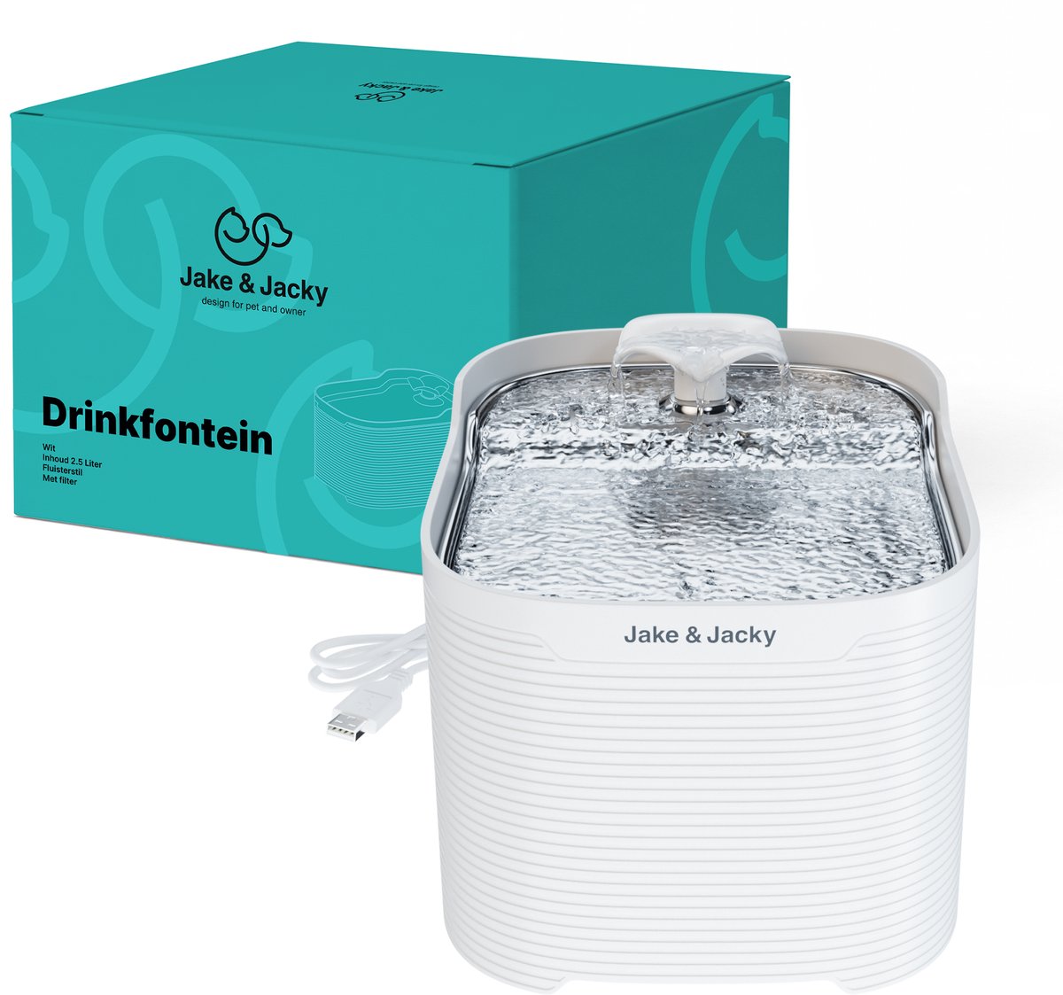 Jake and Jacky RVS Drinkfontein Kat 2,5L