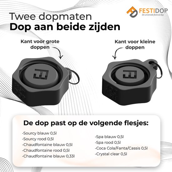 Festidop® Zwart - Festival dop - Universele dop - Partycap - Party cap - Basic