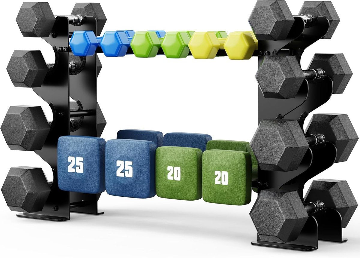 Halterrek - Dumbbell standaard - Halter standaard - Dumbell Rek - Dumbbell Toren - Weight Rack - Dumbbell Houder - Dumbell Opbergrek - Fitnessapparatuur - Belastbaar - 4 Niveaus - Zwart - van Imperatoris