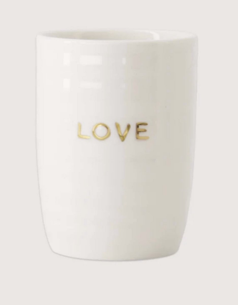 Koffiemok Coffee mug love white/gold