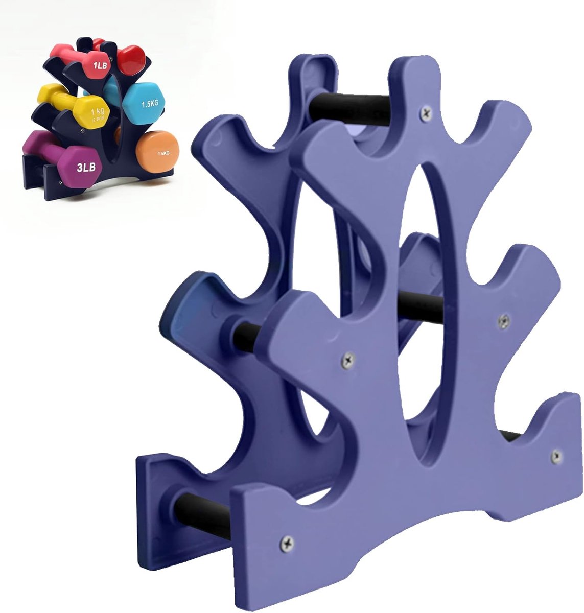 Halterrek - Dumbbell standaard - Halter standaard - Dumbell Rek - Dumbbell Toren - Weight Rack - Dumbbell Houder - Dumbell Opbergrek - Fitnessapparatuur - Belastbaar - 3 Laags - Paars - van Imperatoris