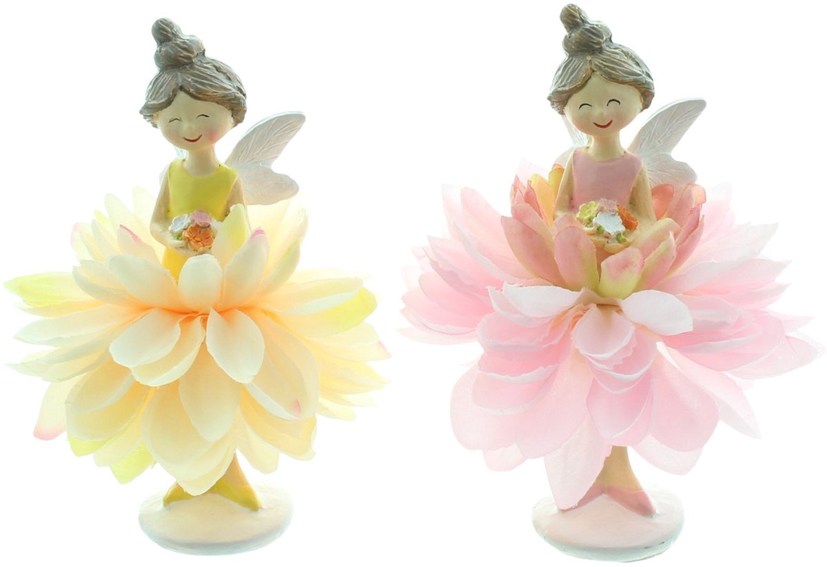 Dream-Living Decoratie figuren bloemenfee - sprookjesfiguur - ballerina - 15 cm set van 2