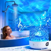 Waterdichte Douchelamp met Bluetooth Speaker & Witte Ruis – 16 Kleuren Oceaan Golf Projector, Afstandsbediening & Touch – voor Douche en Bad