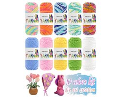 Chipa - Acrylgaren Set – 10x 10 Gram – 10 Kleuren (5 Effen & 5 Gemêleerd) – Totaal 100 Gram – Haak- en Breigaren voor DIY & Amigurumi - Diverse Garen - Hobby & Handwerk - Naaien Accesoires - Bordure - Naaibenodigheden
