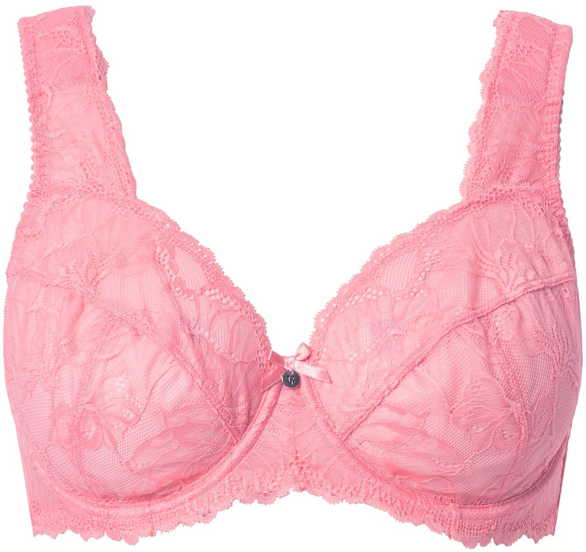 Ulla Popken Dames - Beugelbeha kant brede schouderbandjes - Perzik roze