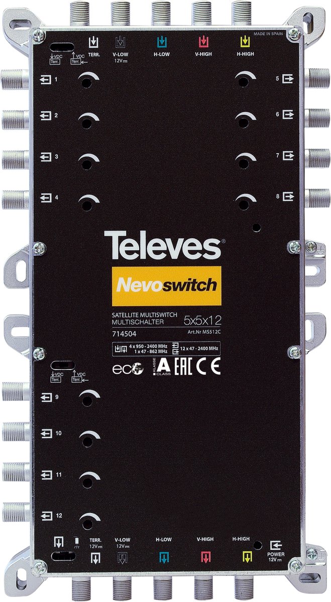 Nevoswitch 714504 - Multiswitch - 5x5x12 - 5 Ingangen - 12 Uitgangen