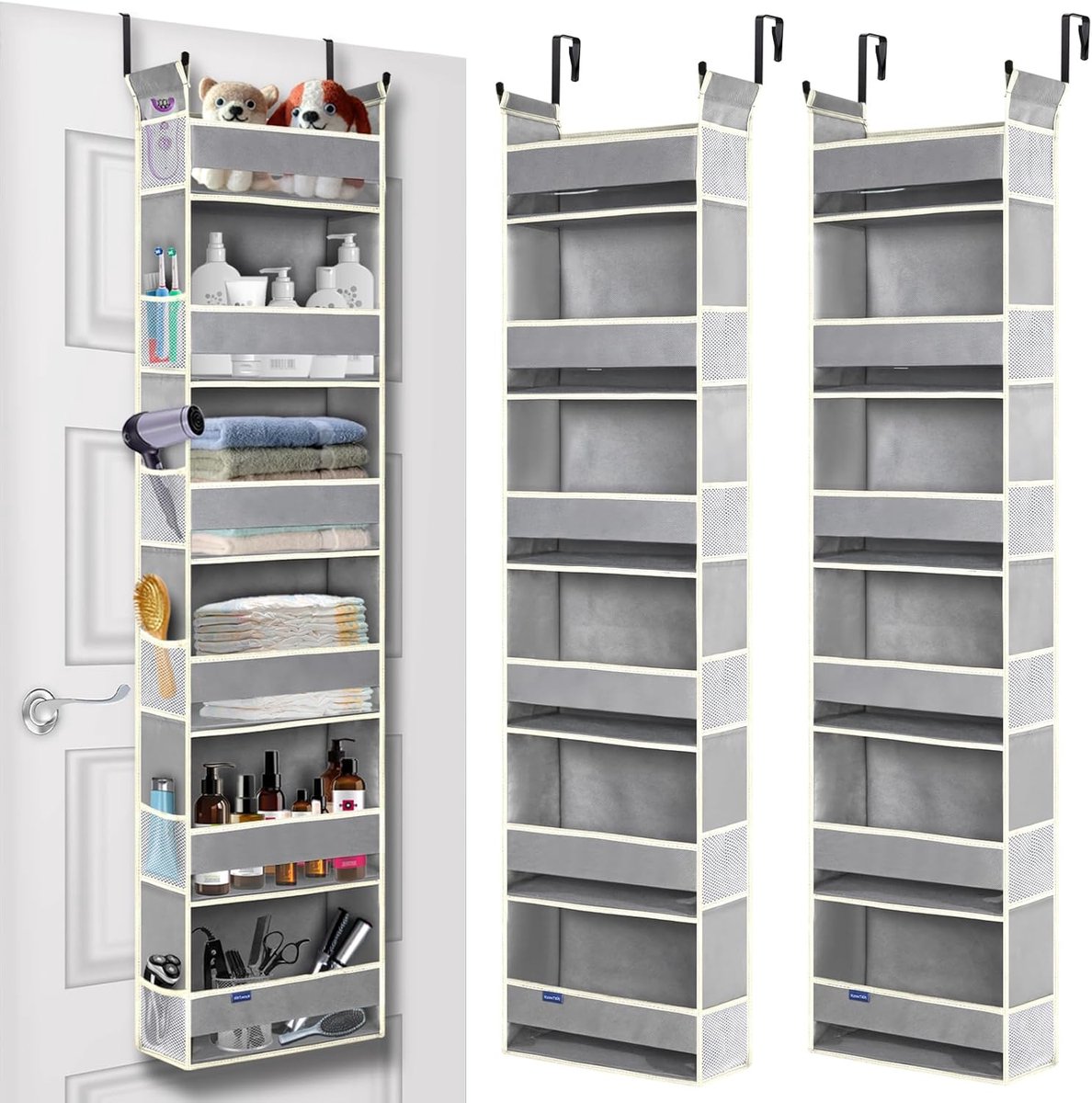 Hangende Opberger - Deur Organizer - Ruimte Besparen - 6 Planken 12 Zakken - 33x137cm - Grijs