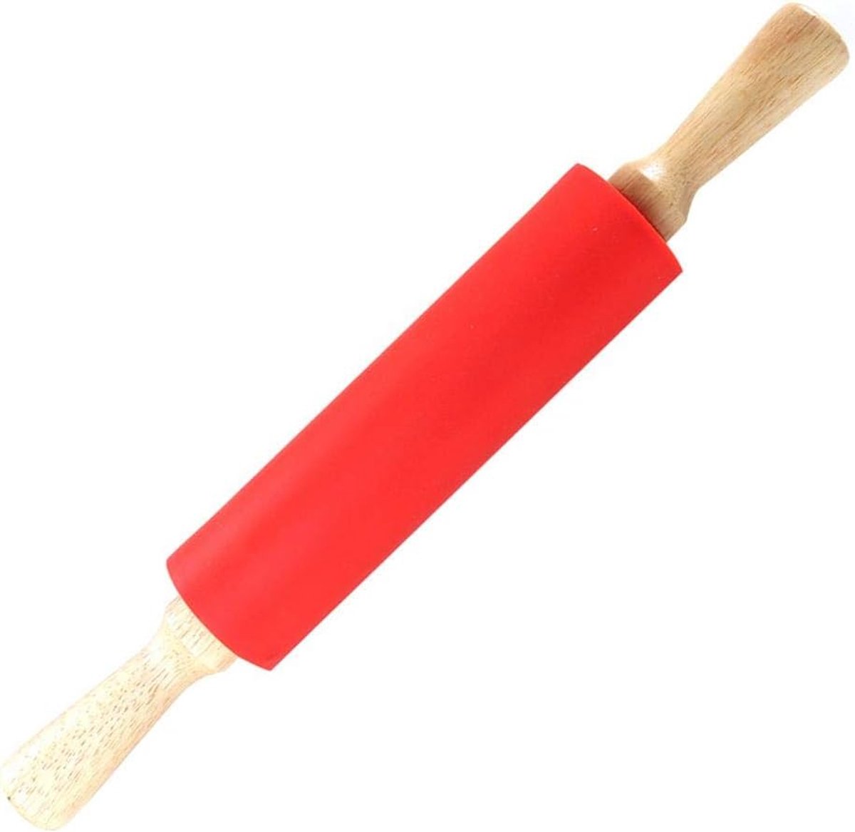Deegroller - Bakroller - Koekjes bakken - Antislip houten handvat - Rood
