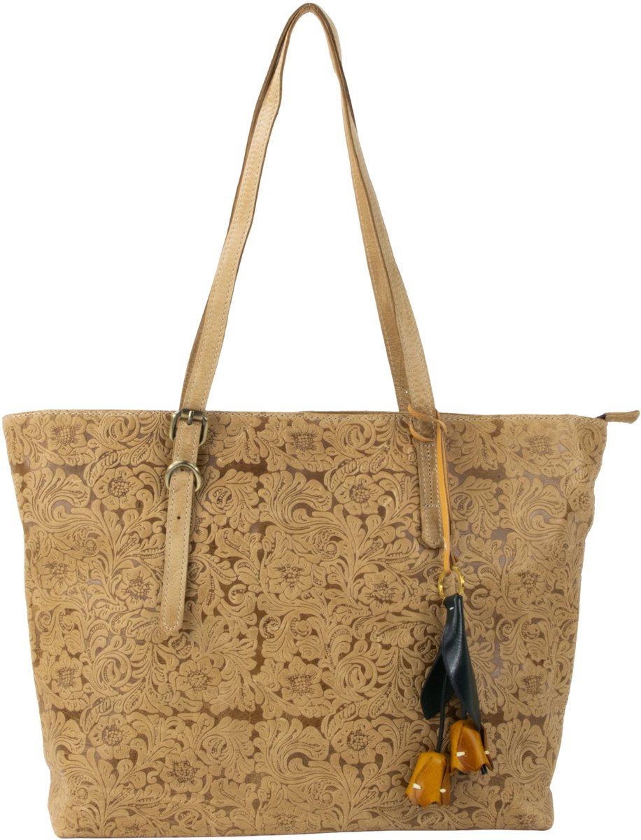 DE LAMASSU® Leren Shopper Dames Grote Schoudertas van Echt Leer , Luxe Handtas met Ritssluiting ,Shopper Tas voor Werk & Dagelijks Gebruik