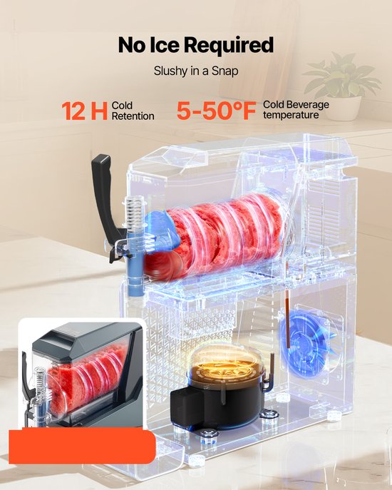 VEVOR Slushmachine 4 Liter, Slush-ijsmaker 350 W (Geen Ijs Nodig), Elektrische Margarita-machine met Zelfreinigende Functie, Geschikt voor Bevroren Margarita's, Frappés, Milkshakes en Shakes van Merkloos — afbeelding 3
