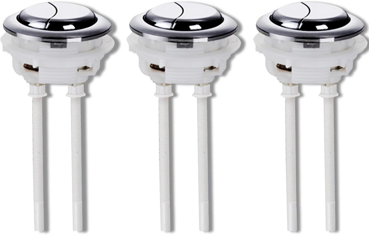 Toiletknop Dubbele Druk - Spoelknop Vervanging - Toilet Reparatie - Universele Pasvorm - 58 mm - Zilverkleurig