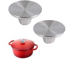 2 Stuks Vervangende handgreep voor deksel van roestvrij staal – compatibel met Le Creuset, Aldi, Lodge en andere geëmailleerde gietijzeren vervangende knoppen (zilver)