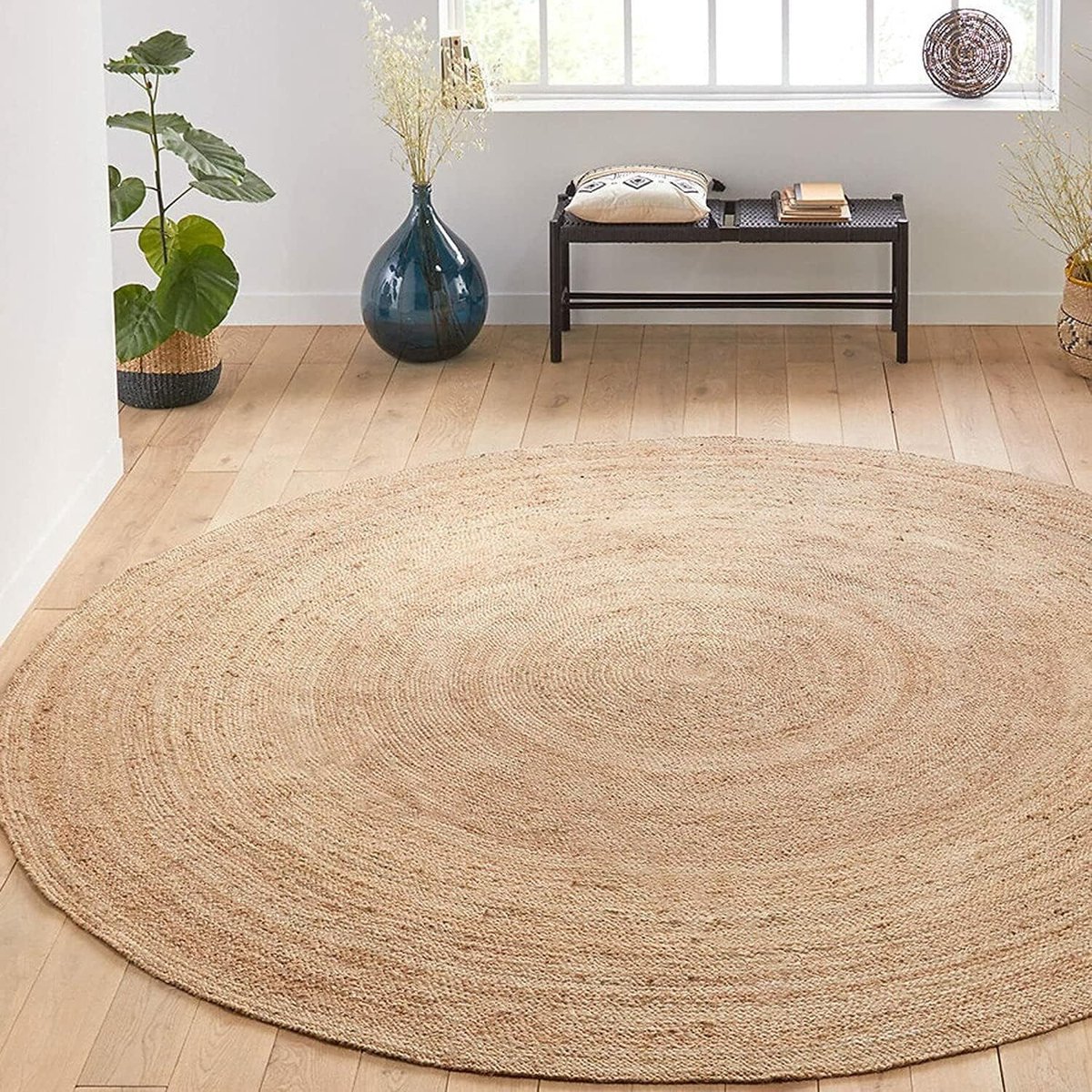 Rond Jute Tapijt - Handgeweven Vloerkleed - Woonkamer Decoratie - Milieuvriendelijk Materi