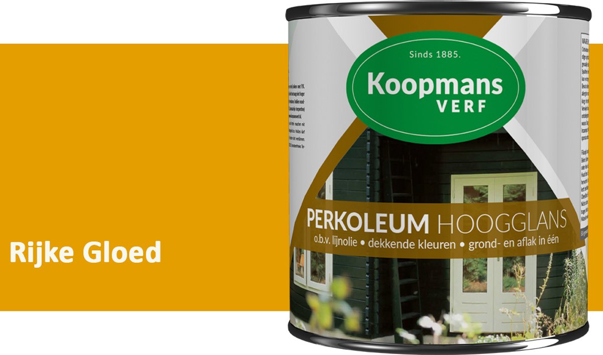 Koopmans Perkoleum Hoogglans Dekkend – Rijke Gloed – 750 ml – Dekkende Beits Buiten – Schutting, Gevel & Tuinhout