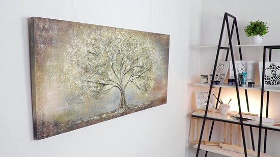 Canvas schilderij groot handgeschilderd gouden boom boom natuur luxe – YS-Art Gallery – Luxe wanddecoratie voor woonkamer – Modern schilderij voor slaapkamer en kantoor