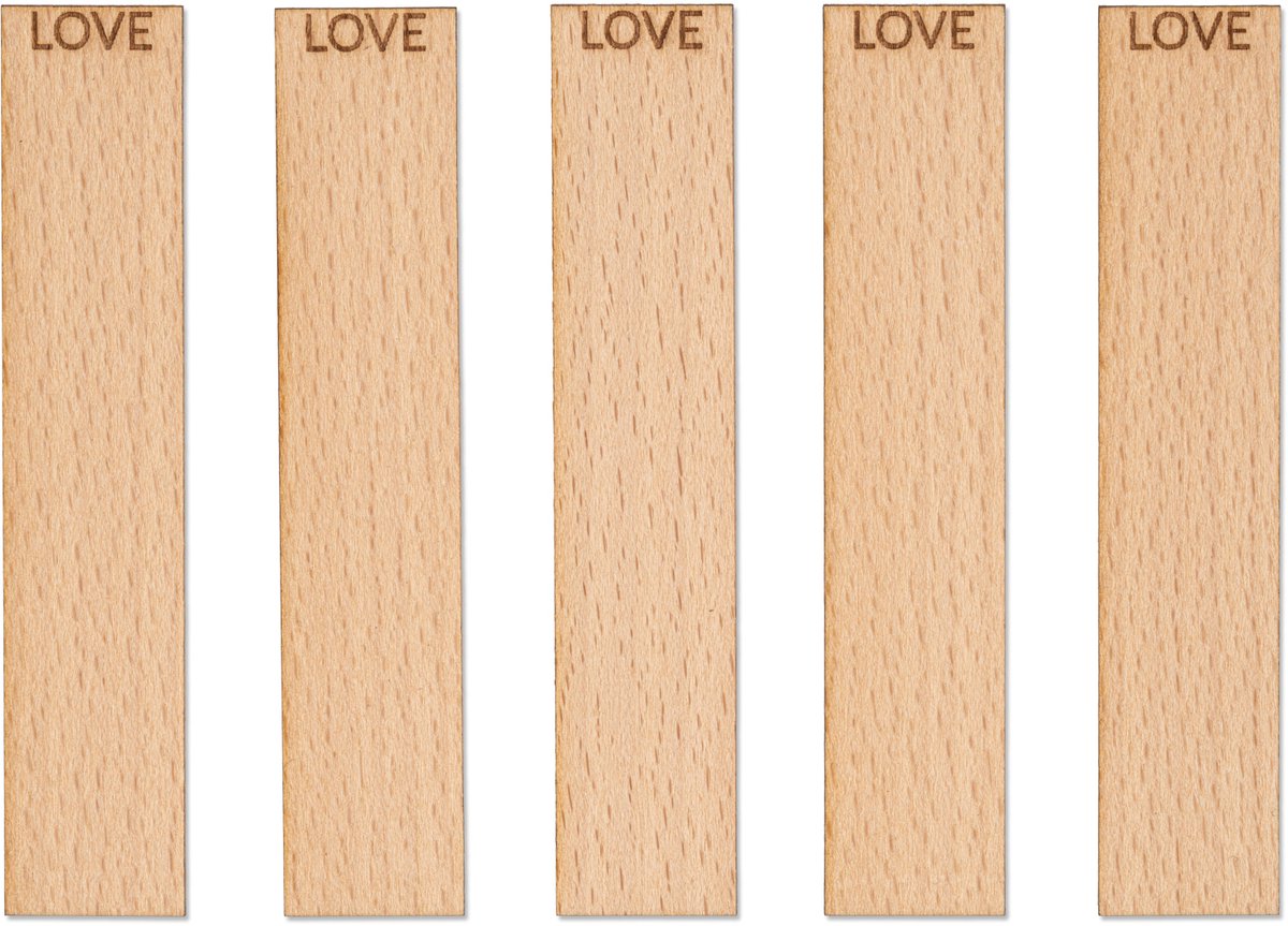 TopWosk - Houten Kaarsenlonten met Gravure - LOVE - 100x20x1 mm