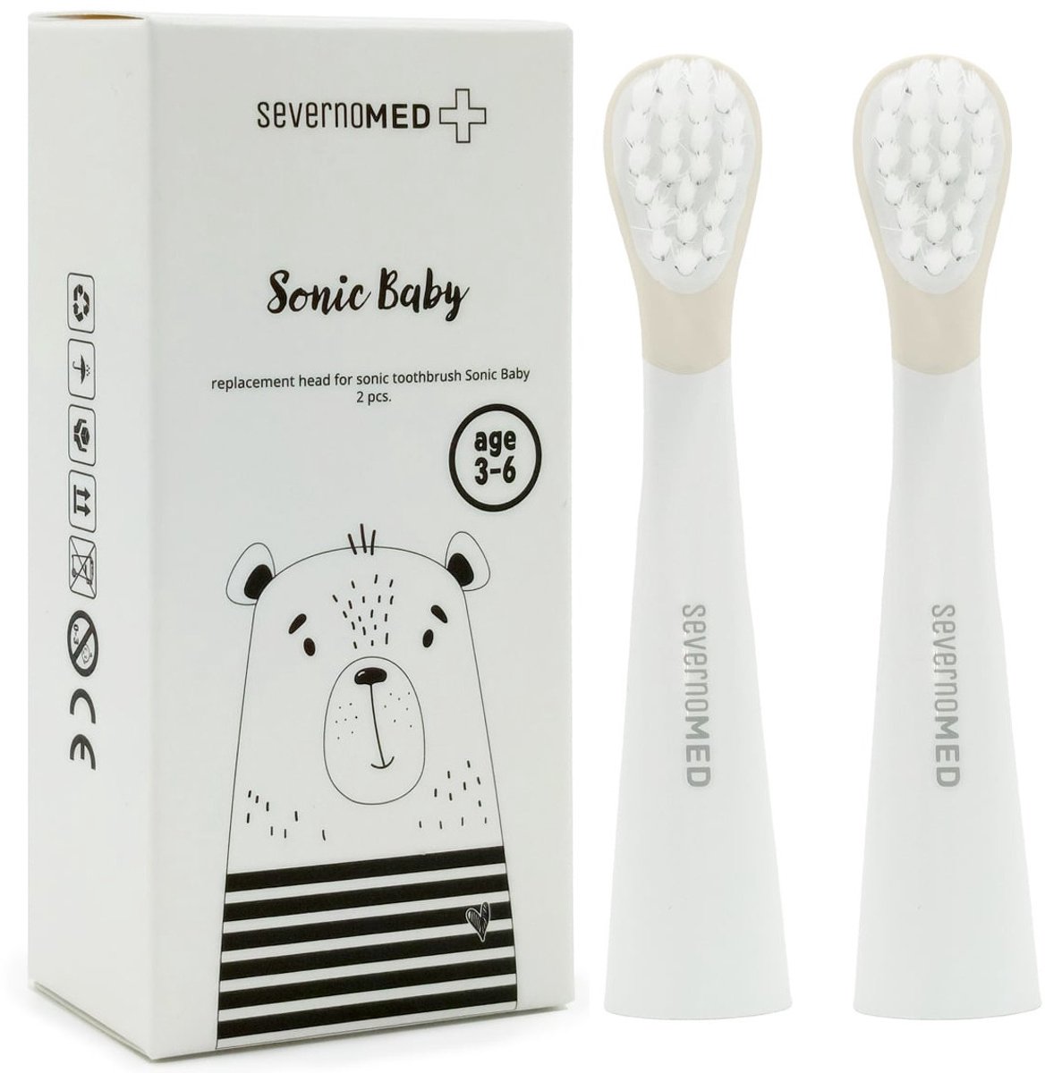 Severno Med SONIC BABY - Tandenborstelkoppen - Antibacteriële DuPont Borstelharen - Voor Kinderen 3-6 Jaar
