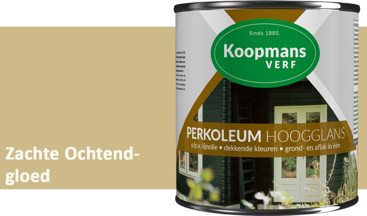Koopmans Perkoleum Hoogglans Dekkend – Zachte Ochtendgloed – 2,5 l – Dekkende Beits Buiten – Schutting, Gevel & Tuinhout