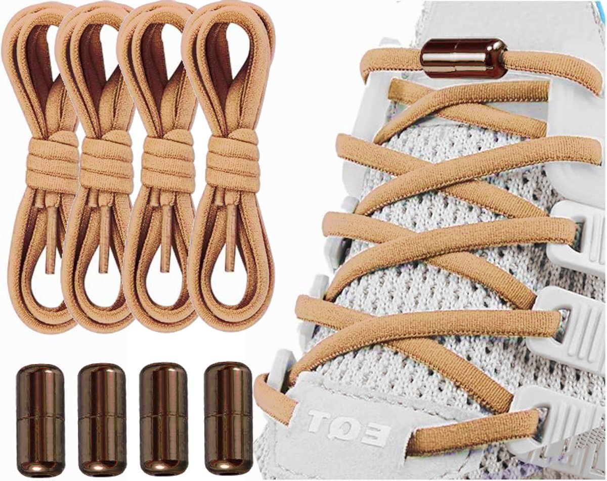 Elastische Schoenveters met Metalen Draaisluiting - Zonder Strikken - Comfortabele Elastische Veters voor Kinderen, Volwassenen & Senioren - Instap Schoenen Systeem