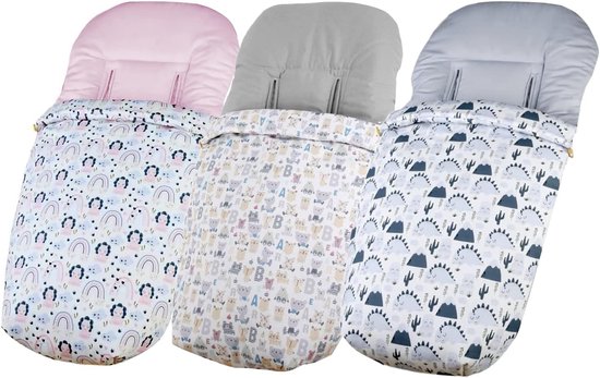Voetenzak Kinderwagen - Universele Babymemo - Warm & Comfortabel - Ademend Katoenmix - 95 x 50 cm - Dinosaurus Grijs — afbeelding 2