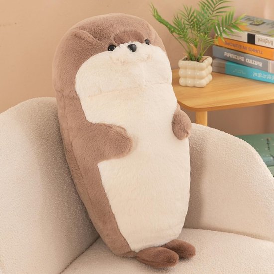 Pluche Otter Kussen - Knuffel Dier - Kinderkamer Decoratie - Zacht Katoen Pluche - 60 cm Lengte - Bruin — afbeelding 4