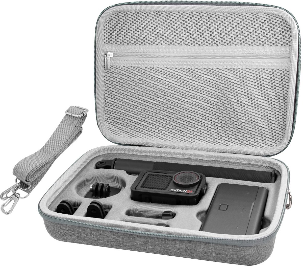Kraftverdia DJI Osmo Action 6 Draagtas - Grote Waterdichte Hardcase Schoudertas - EVA Beschermhoes voor Avonturencombinatie Accessoires - Inclusief Verstelbare Schouderriem - Compact en Draagbaar