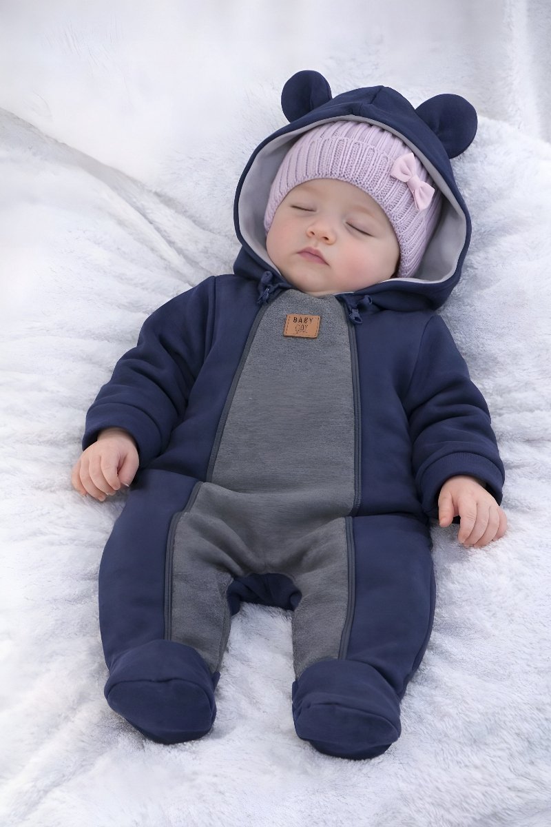 Dartomik - Baby Jumpsuit - Tweelaags - Dubbele Rits - Navy Antraciet