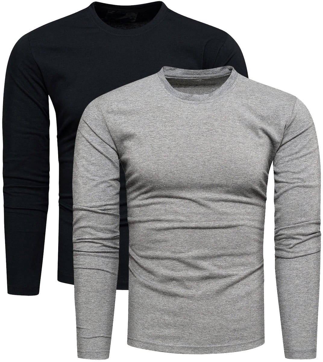 Recea Basic Set - Lange Mouw T-shirt - Zwart en Grijs - L