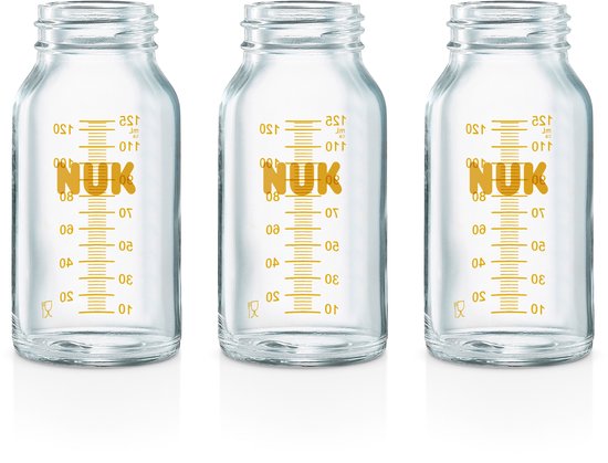 NUK - medic pro fles - moedermelk bewaarflesjes - babyfles - 125ML - Glas - 3 stuks