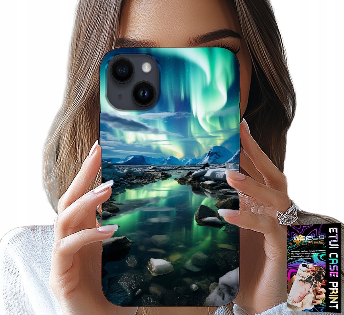 HOESJE VOOR IPHONE 15 - ALASKA AURORA BOLTERS STAWIK HOESJE + GLAS