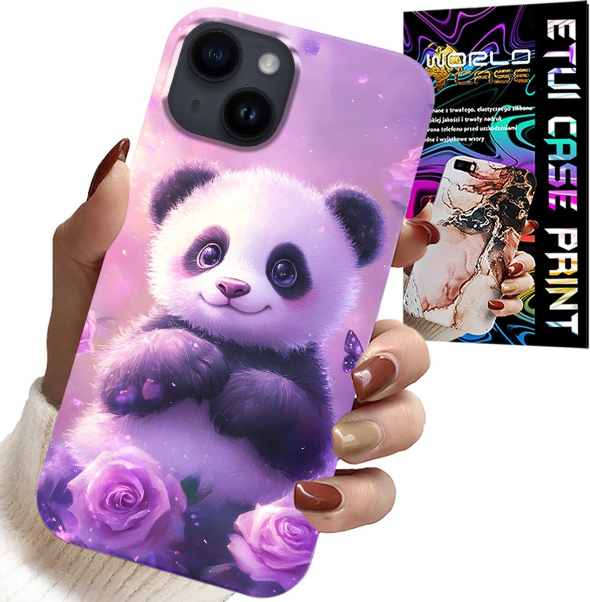 iPhone 15 Plus hoesje - Leuke panda-patronen voor kinderen + glas