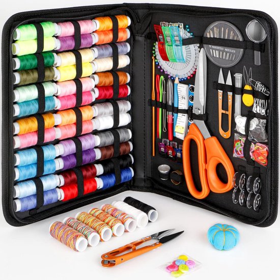 200+ Delige Naaigarnituur Compleet – Professionele Naaiset met Naalden, Garen, Schaar & Accessoires – Compact Naaidoosje voor Thuis, Reizen & Noodreparaties – Naaikit voor Beginners en Volwassenen