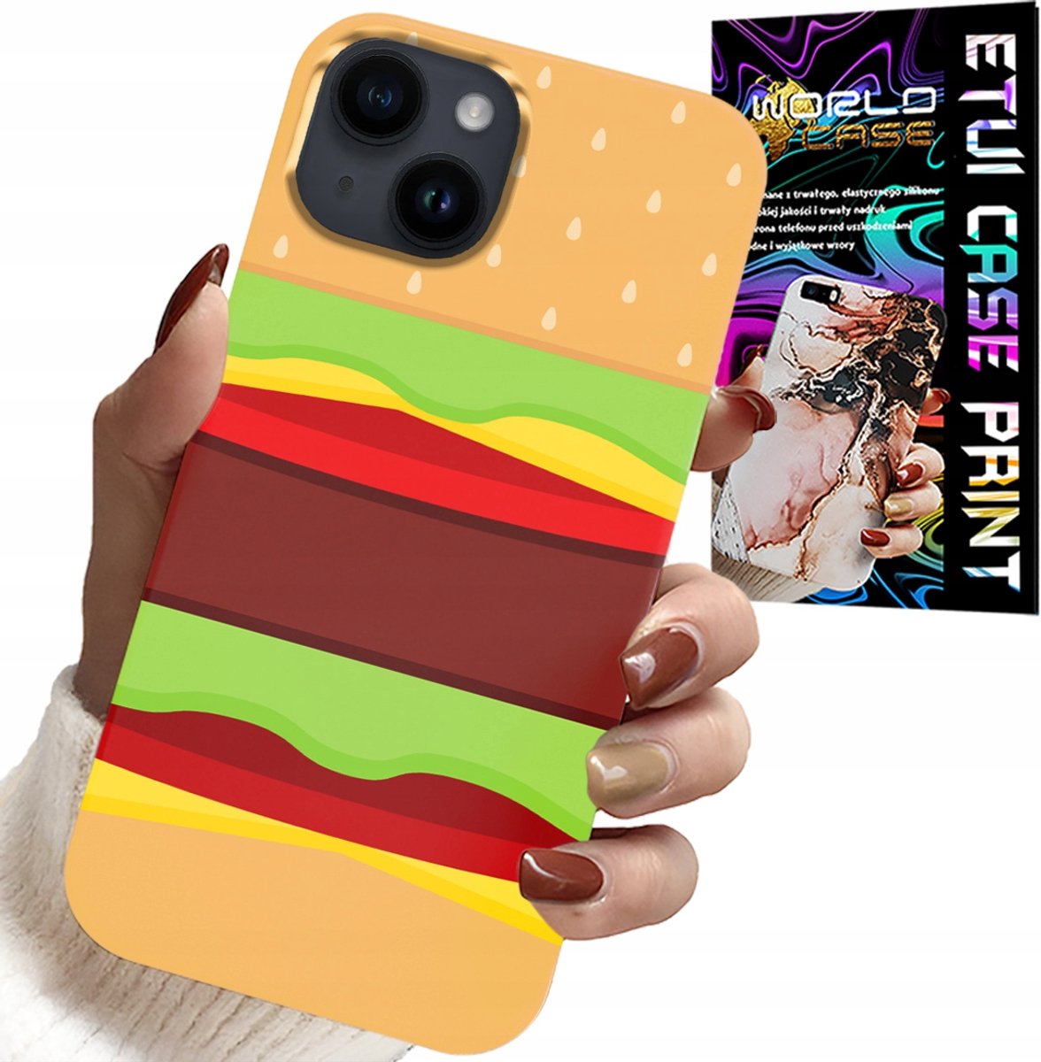 HOESJE VOOR IPHONE 15 PLUS - HOESJE MET BURGER/CHEESEBURGER CADEAU