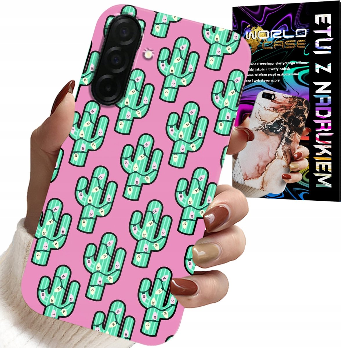 HOESJE VOOR SAMSUNG GALAXY A26 5G - CACTUSSEN OP ROZE ACHTERGROND + FILM