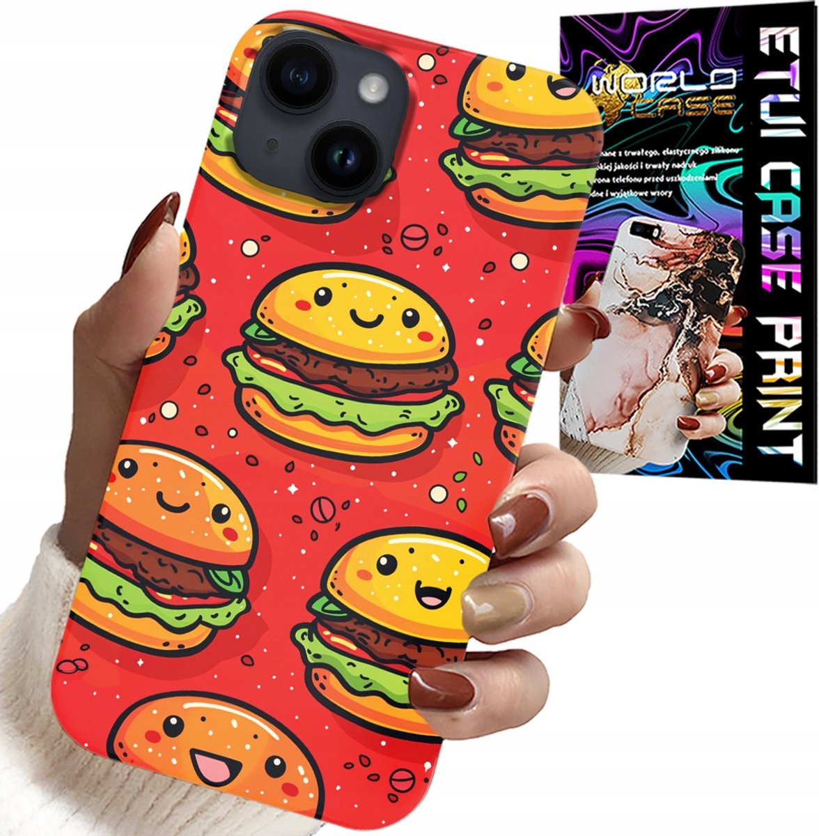 iPhone 15 hoesje - schattige lachende hamburgers cover