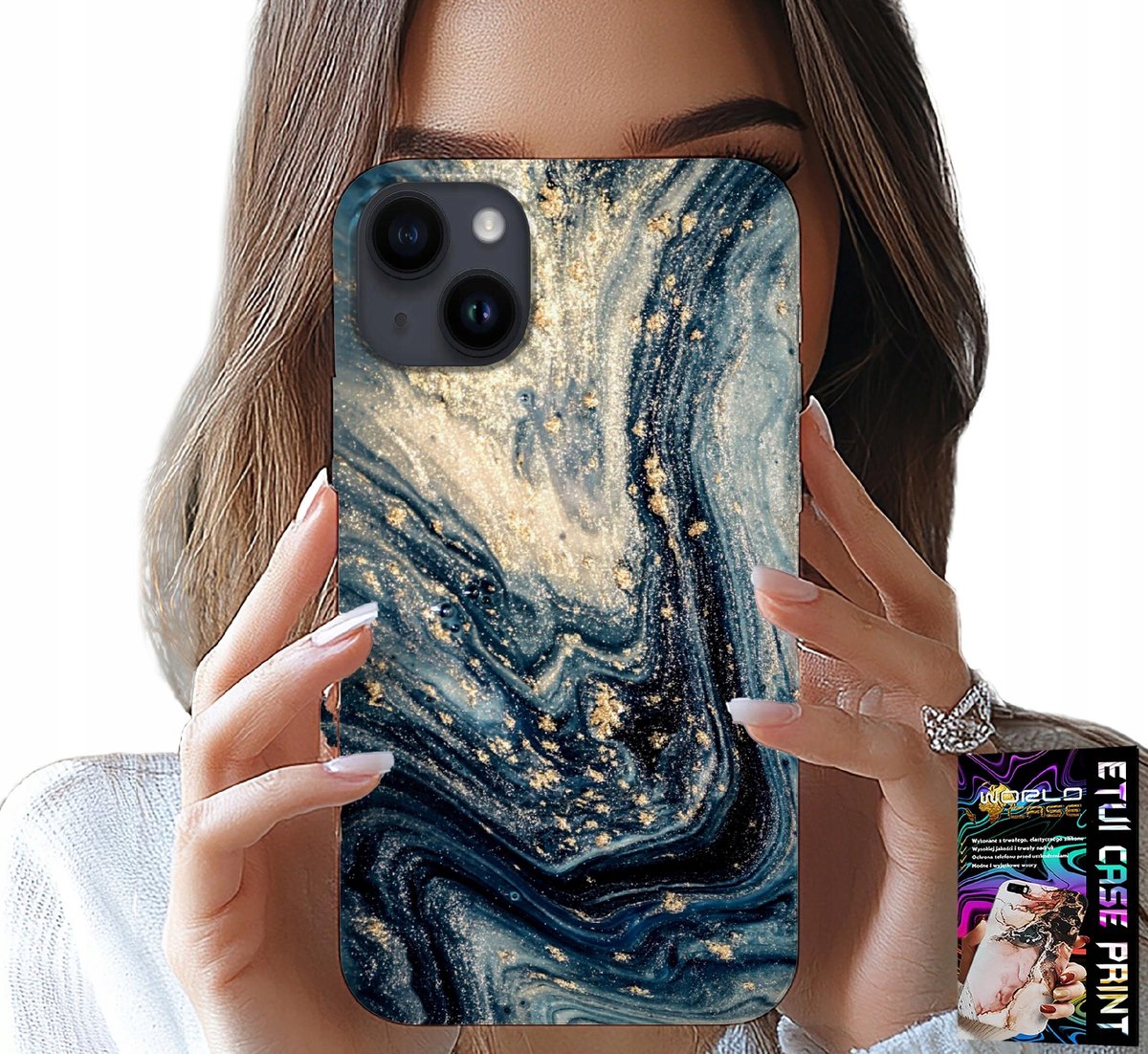 HOESJE VOOR IPHONE 15 - ELEGANT STEENPATROON