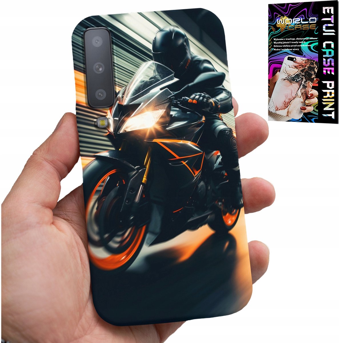 HOESJE VOOR SAMSUNG A7 2018 - MOTORFIETS MOTORVENTILATOR MOTORFIETS + GLAS