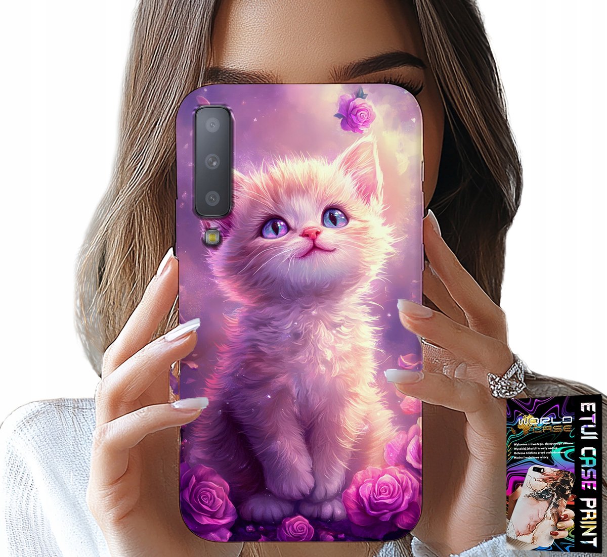 HOESJE VOOR SAMSUNG A7 2018 - SCHATTIG KATJE, KAT, DIERENPATROON