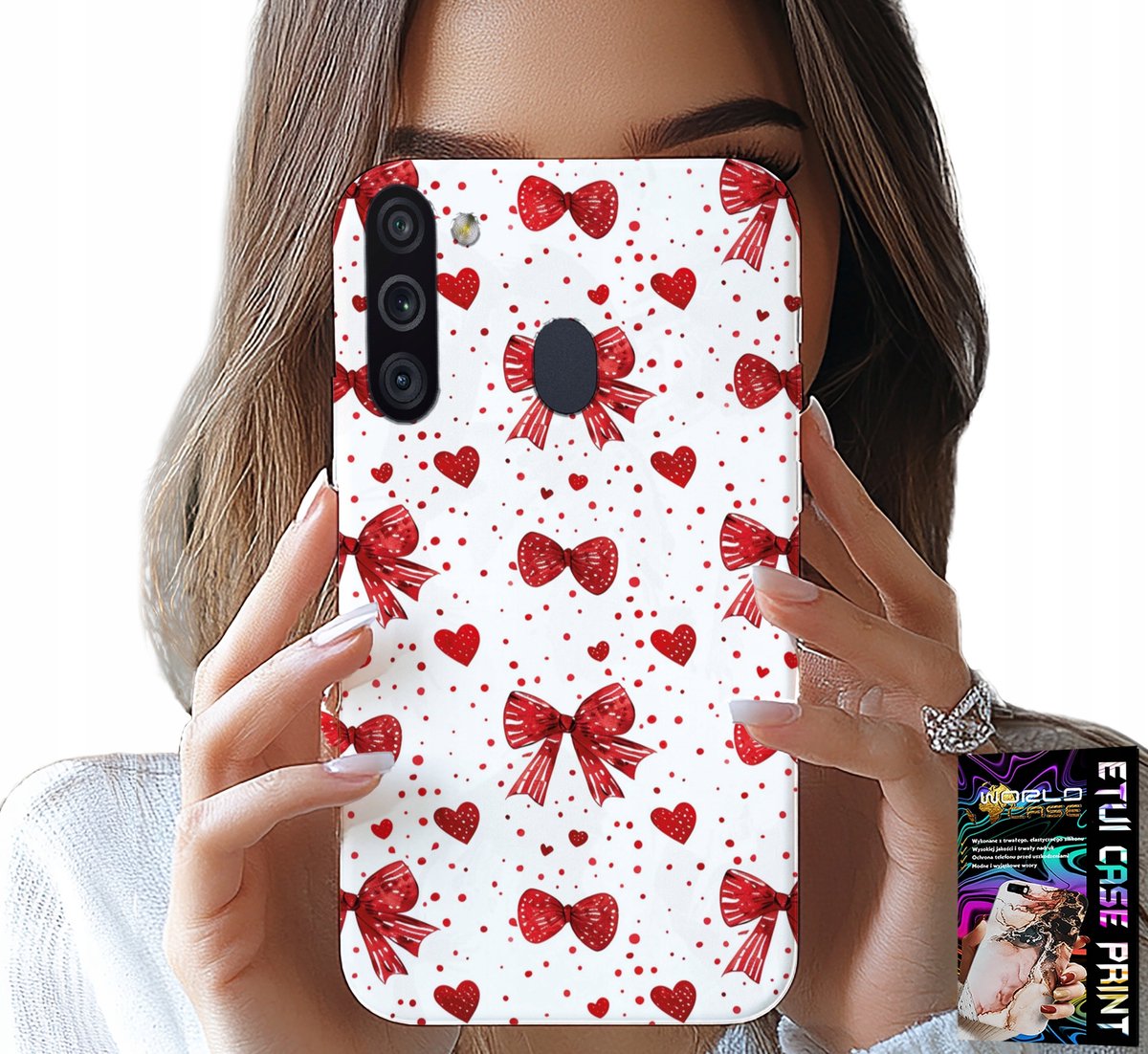 HOESJE VOOR SAMSUNG GALAXY A21 - RODE LINTEN MET MODIEUZE PATRONEN