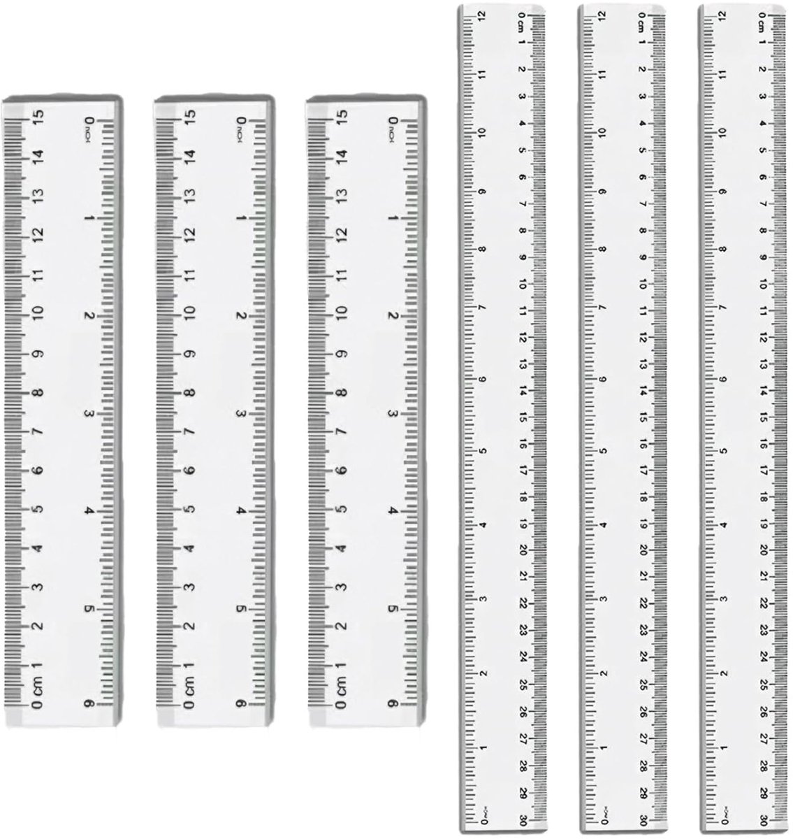 Transparante Linialen Set - Meetinstrumenten Kantoor - Tekenen Meten - Onbreekbaar Materiaal - 15 en 30 cm - Doorzichtig