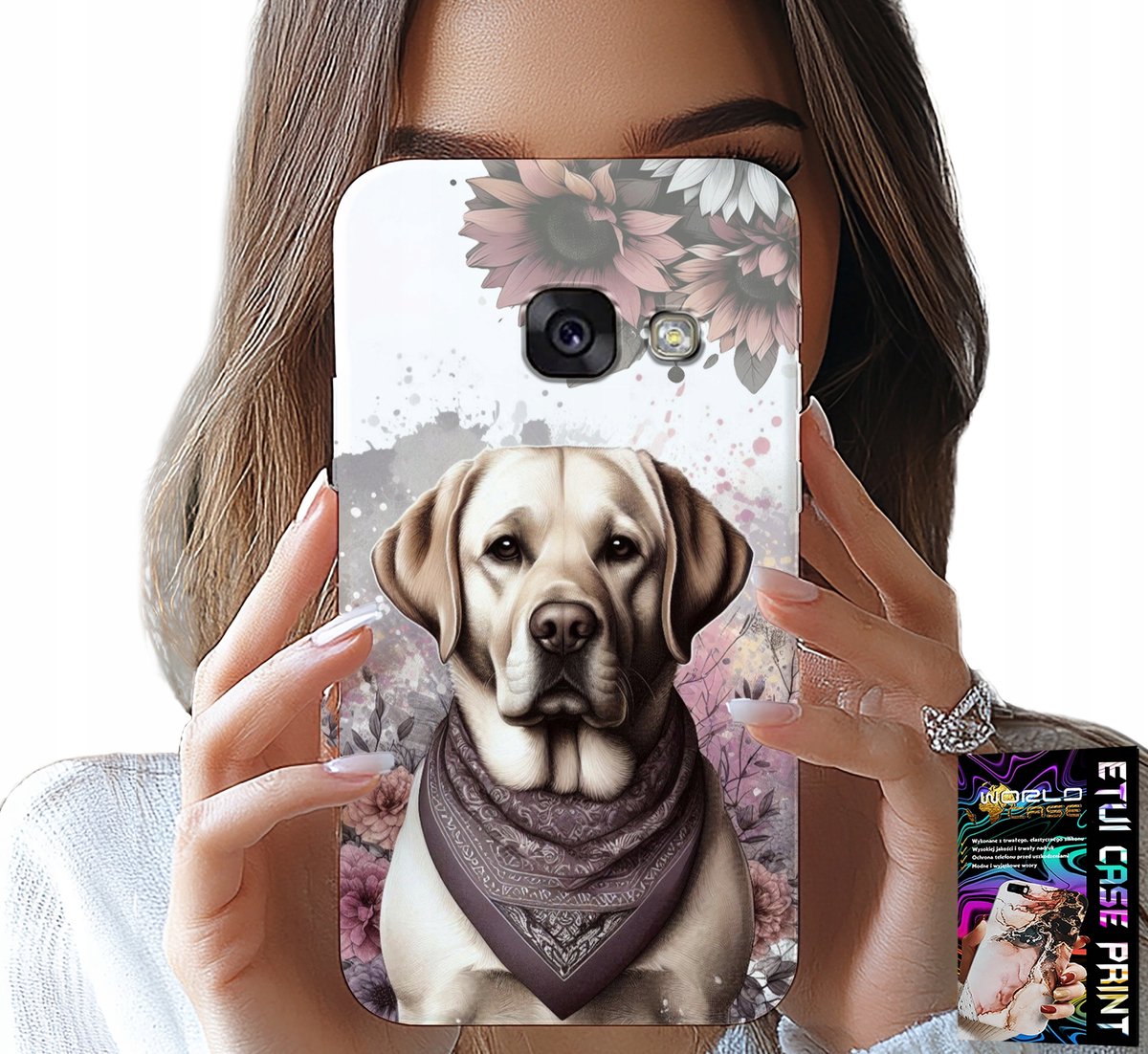 HOESJE VOOR SAMSUNG A5 2017 - HUSKY HONDENPATROON + GLAS