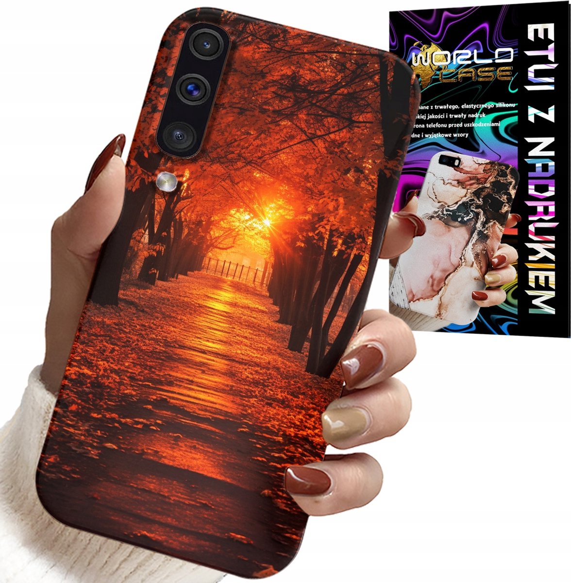 HOESJE VOOR SAMSUNG GALAXY A70 - PARK, HERFST, VALLENDE BLADEREN, ACHTERKANT